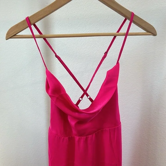 Show Me Your MuMu hot pink Winslet cowl neck slip gown size large - Picture 4 of 16